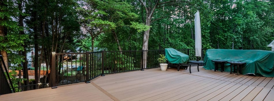 Composite decking boards in Georgia backyard