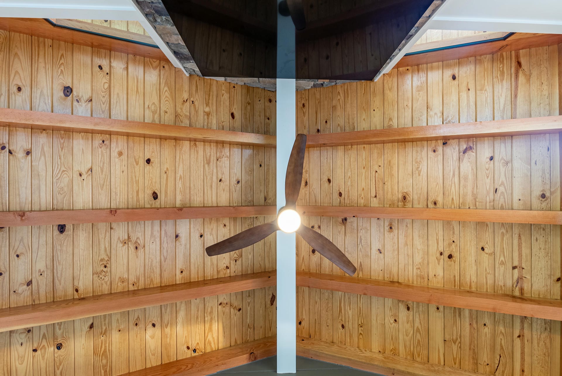 Tongue and groove cedar ceiling with exposed structural rafters