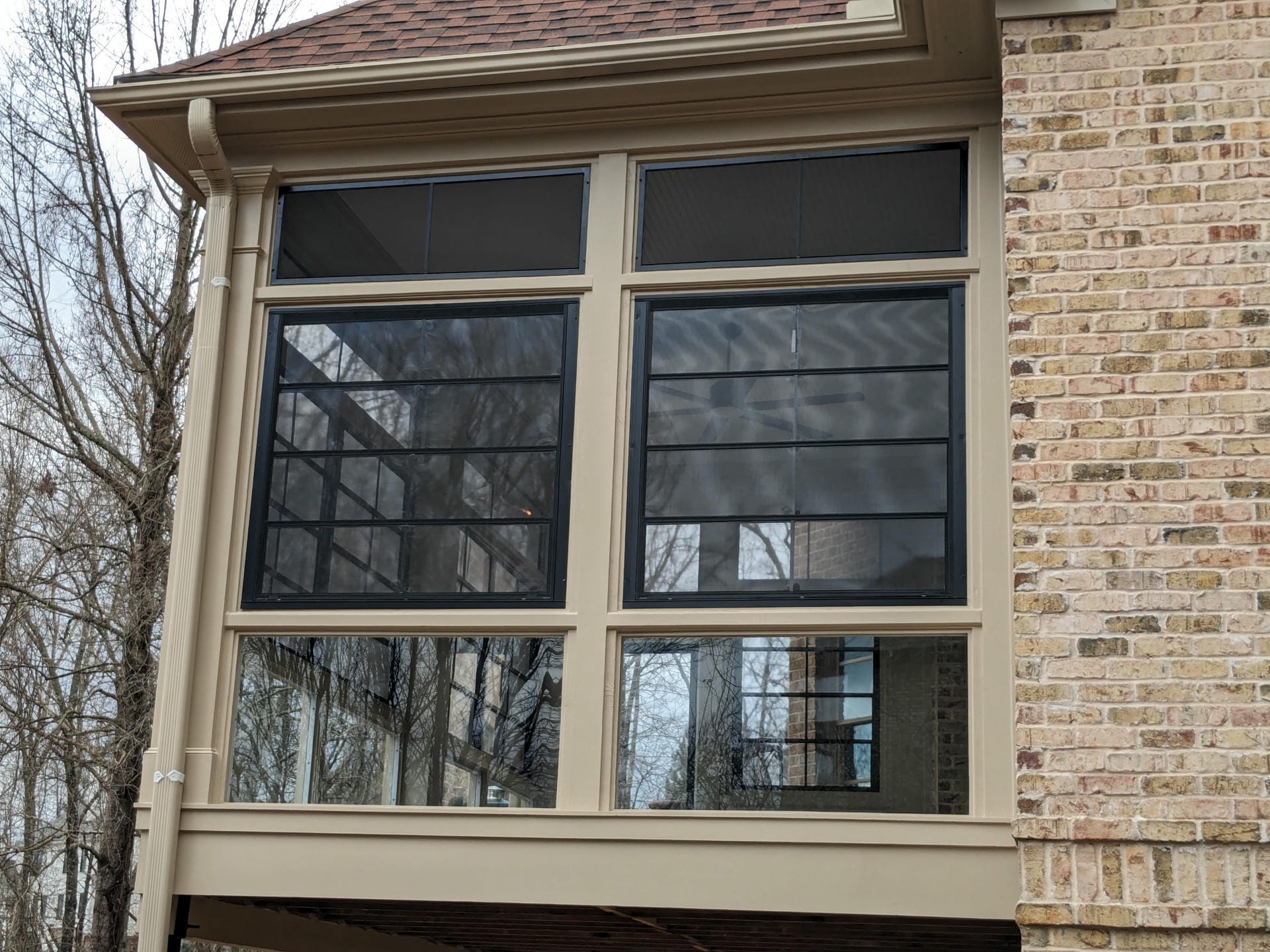 EZE-Breeze windows closed against rain on a Georgia porch