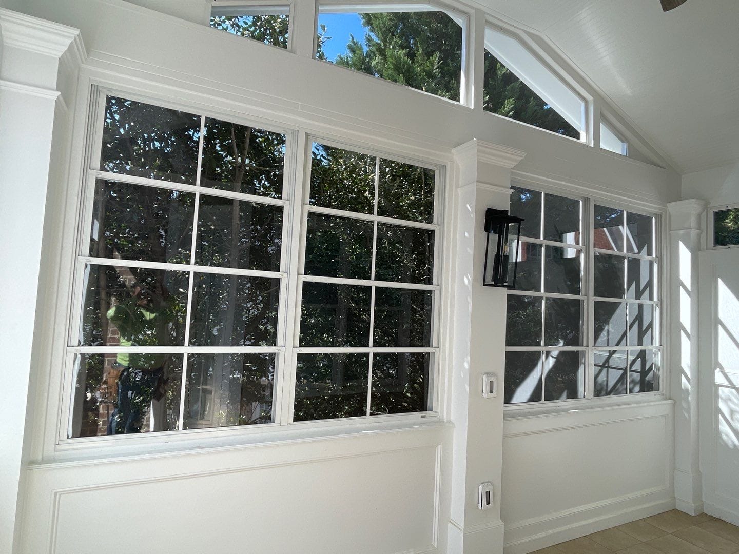 Completed EZE-Breeze porch enclosure with outdoor seating
