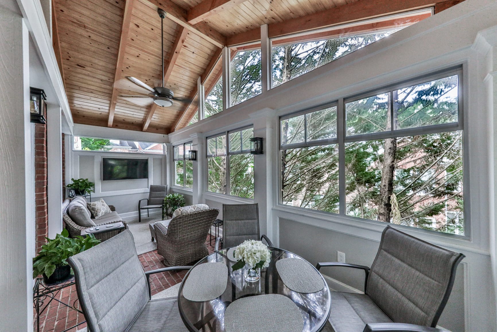 Porch sealed with EZE-Breeze windows keeping Georgia spring pollen out